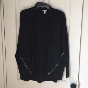 Nordstrom Black Oversize Zipper Cardigan